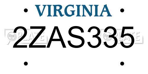 2ZAS335 Virginia License Plate