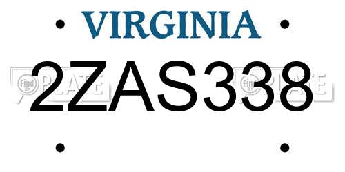 2ZAS338 Virginia License Plate