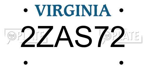 2ZAS72 Virginia License Plate