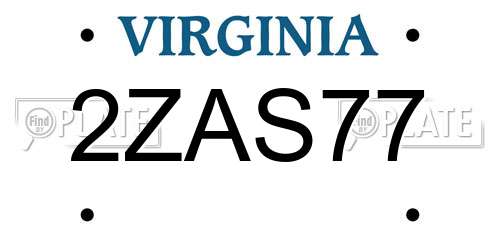 2ZAS77 Virginia License Plate
