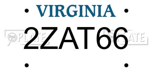 2ZAT66 Virginia License Plate