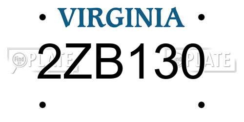 2ZB130 Virginia License Plate