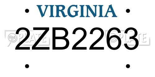2ZB2263 Virginia License Plate