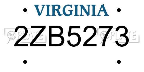 2ZB5273 Virginia License Plate