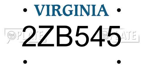 2ZB545 Virginia License Plate