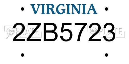 2ZB5723 Virginia License Plate