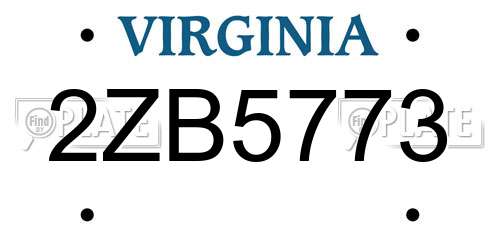 2ZB5773 Virginia License Plate