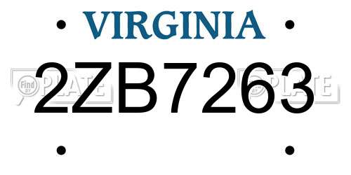 2ZB7263 Virginia License Plate