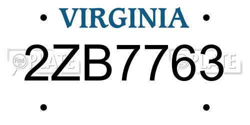 2ZB7763 Virginia License Plate