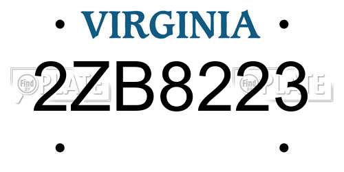 2ZB8223 Virginia License Plate