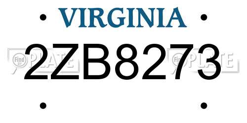 2ZB8273 Virginia License Plate
