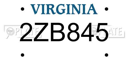 2ZB845 Virginia License Plate