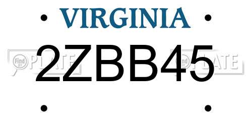 2ZBB45 Virginia License Plate