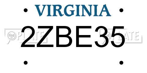 2ZBE35 Virginia License Plate