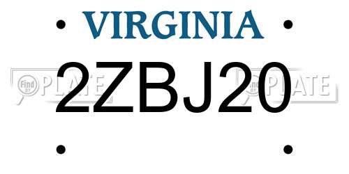2ZBJ20 Virginia License Plate