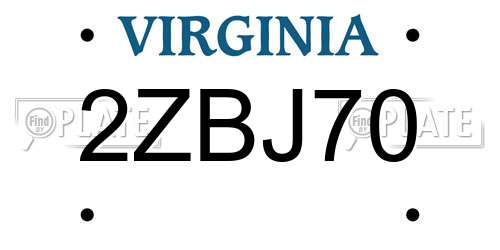 2ZBJ70 Virginia License Plate