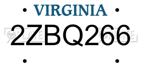 2ZBQ266 Virginia License Plate