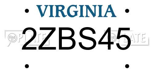 2ZBS45 Virginia License Plate