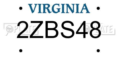 2ZBS48 Virginia License Plate