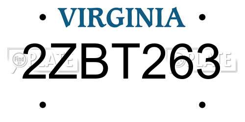 2ZBT263 Virginia License Plate