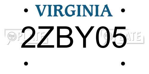 2ZBY05 Virginia License Plate