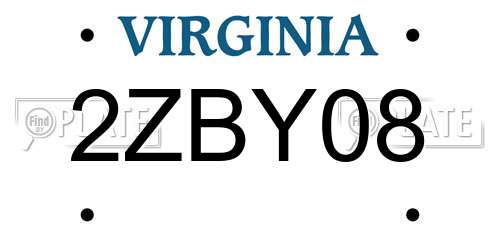 2ZBY08 Virginia License Plate