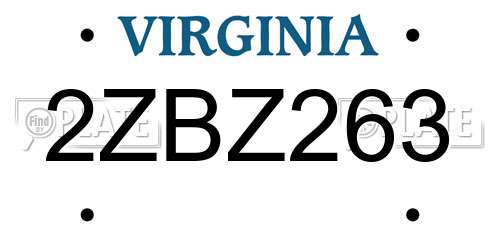 2ZBZ263 Virginia License Plate