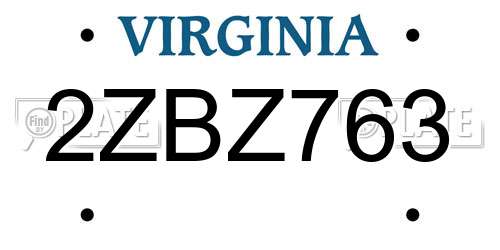 2ZBZ763 Virginia License Plate