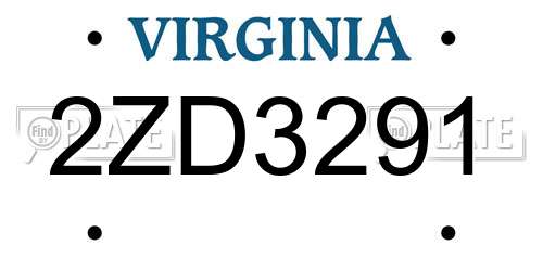 2ZD3291 Virginia License Plate