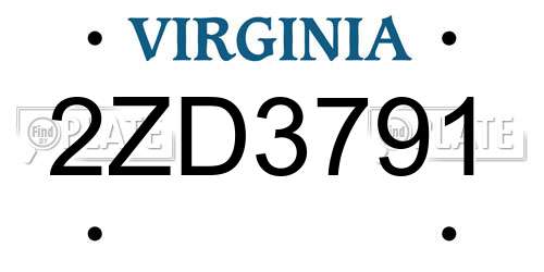 2ZD3791 Virginia License Plate