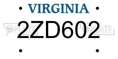 2ZD602 Virginia License Plate