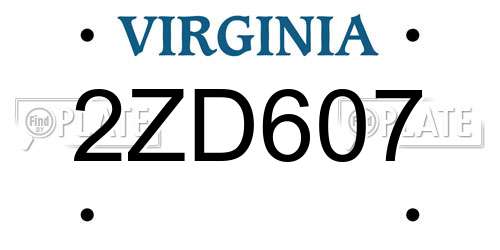 2ZD607 Virginia License Plate