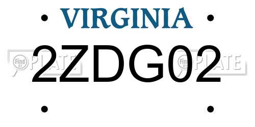 2ZDG02 Virginia License Plate