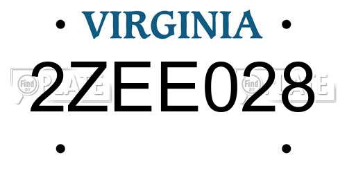 2ZEE028 Virginia License Plate