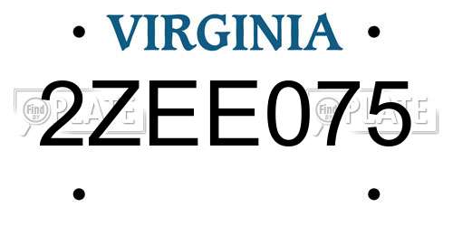 2ZEE075 Virginia License Plate