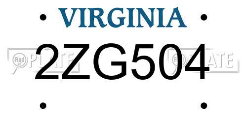 2ZG504 Virginia License Plate