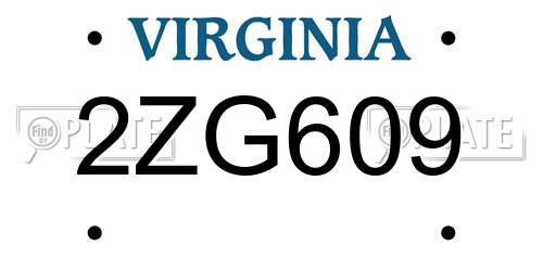 2ZG609 Virginia License Plate