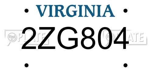 2ZG804 Virginia License Plate