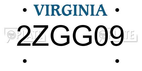 2ZGG09 Virginia License Plate