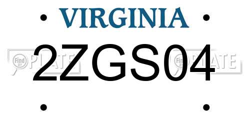 2ZGS04 Virginia License Plate