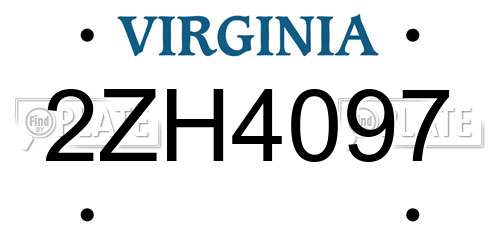 2ZH4097 Virginia License Plate