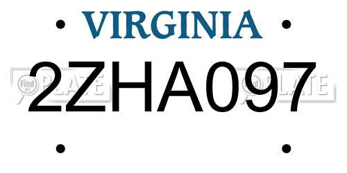 2ZHA097 Virginia License Plate