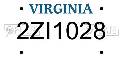 2ZI1028 Virginia License Plate