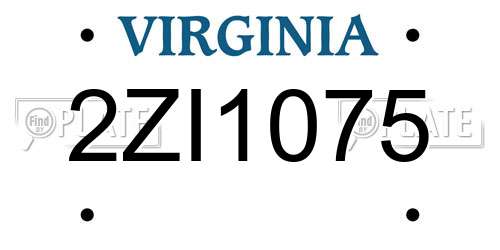 2ZI1075 Virginia License Plate