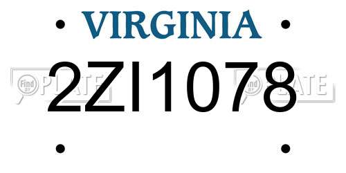 2ZI1078 Virginia License Plate