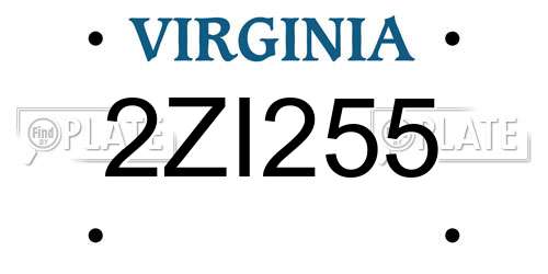2ZI255 Virginia License Plate