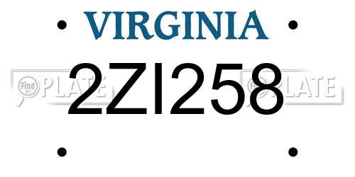 2ZI258 Virginia License Plate