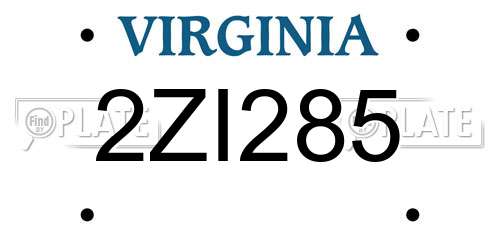 2ZI285 Virginia License Plate