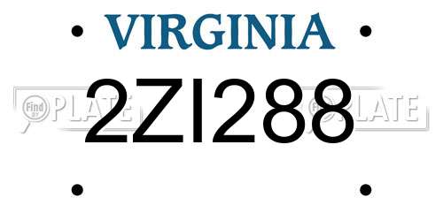 2ZI288 Virginia License Plate