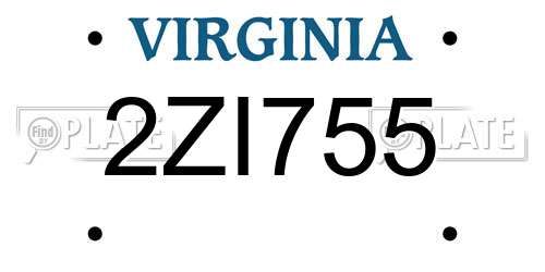 2ZI755 Virginia License Plate